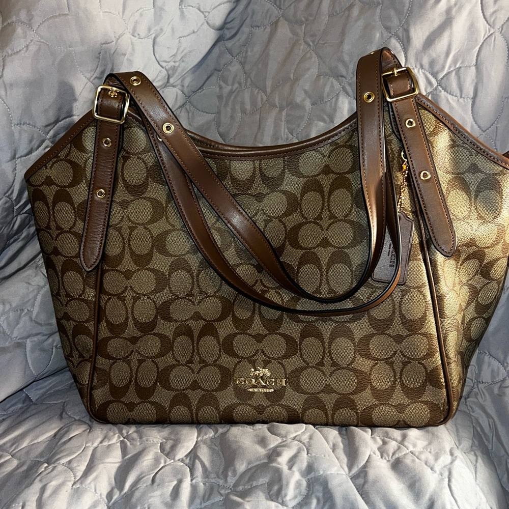 Coach Tan and Brown Signature Tote